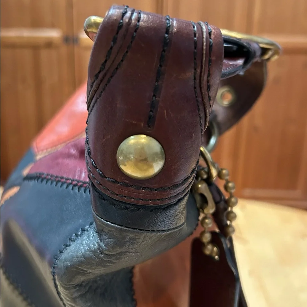 Distressed Coach Bleecker Patchwork Burnished Vachetta Large Duffle Leather Bag - Picture 9 of 14